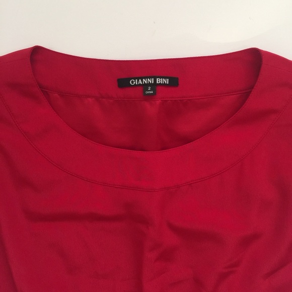 Gianni Bini Red Silk like Back Sash Dress Size 2 - Picture 2 of 8